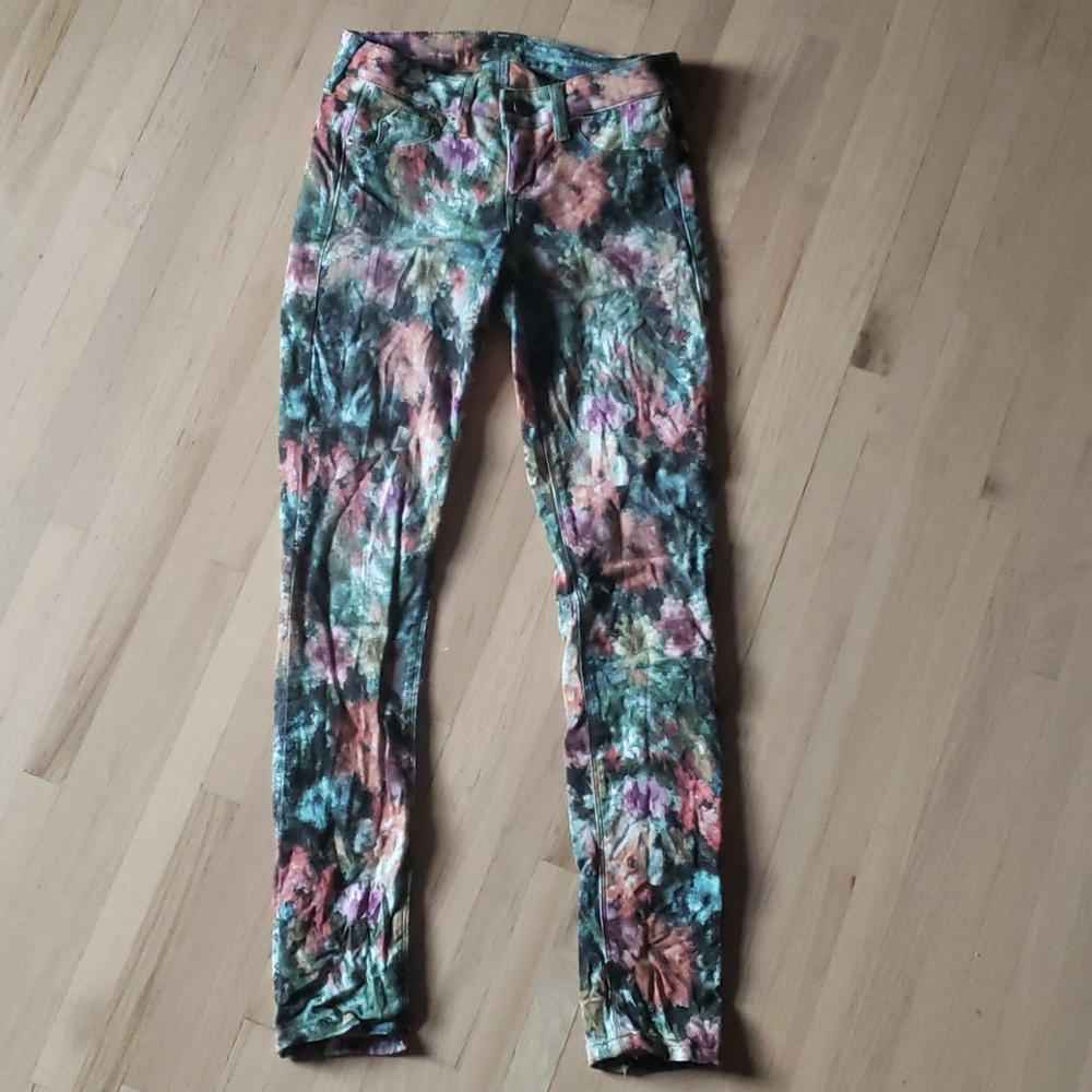 Saks GRAY SZ 26 Super Skinny Floral Jeans